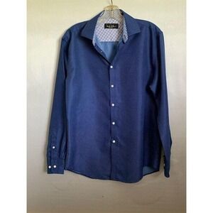 Nicole Miller New York Men's M Blue Polka Dot‎ Long Sleeve Button-Up Shirt